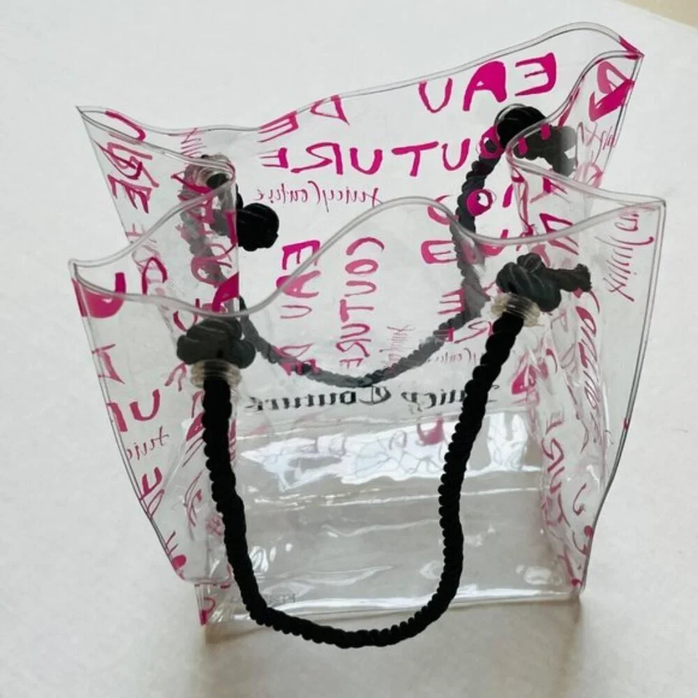 Juicy Couture Clear Tote Bag Pink Print All Over See Through Travel Vacation‎